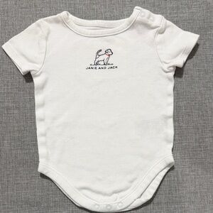 Janie And Jack Baby One Piece White Embroidered Dog Size 0- 3 Months